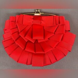 Poppie Jones Red Crossgrain ribbon Clutch